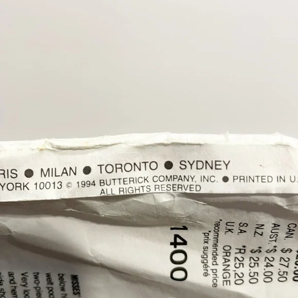 UNCUT Vogue‎ 1400 sewing pattern Badgley Mischka Jacket Blouse Pants Sz 8-10 VTG - Picture 4 of 5